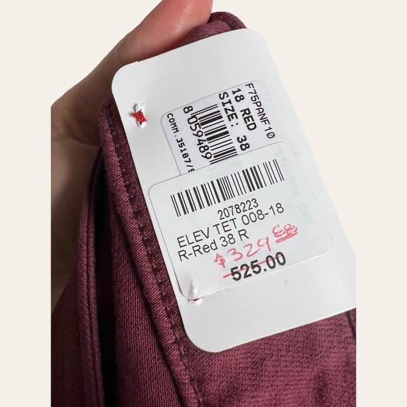 Eleventy Men’s Red Slim Fit 5-Pocket Pants Size 38 - Picture 9 of 10